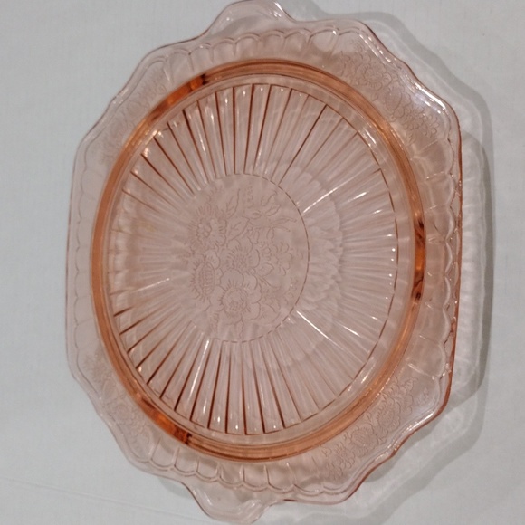Anchor Hocking Mayfair Open Rose Footed Cake Plate,10" Pink Depression Glass - Picture 1 of 7
